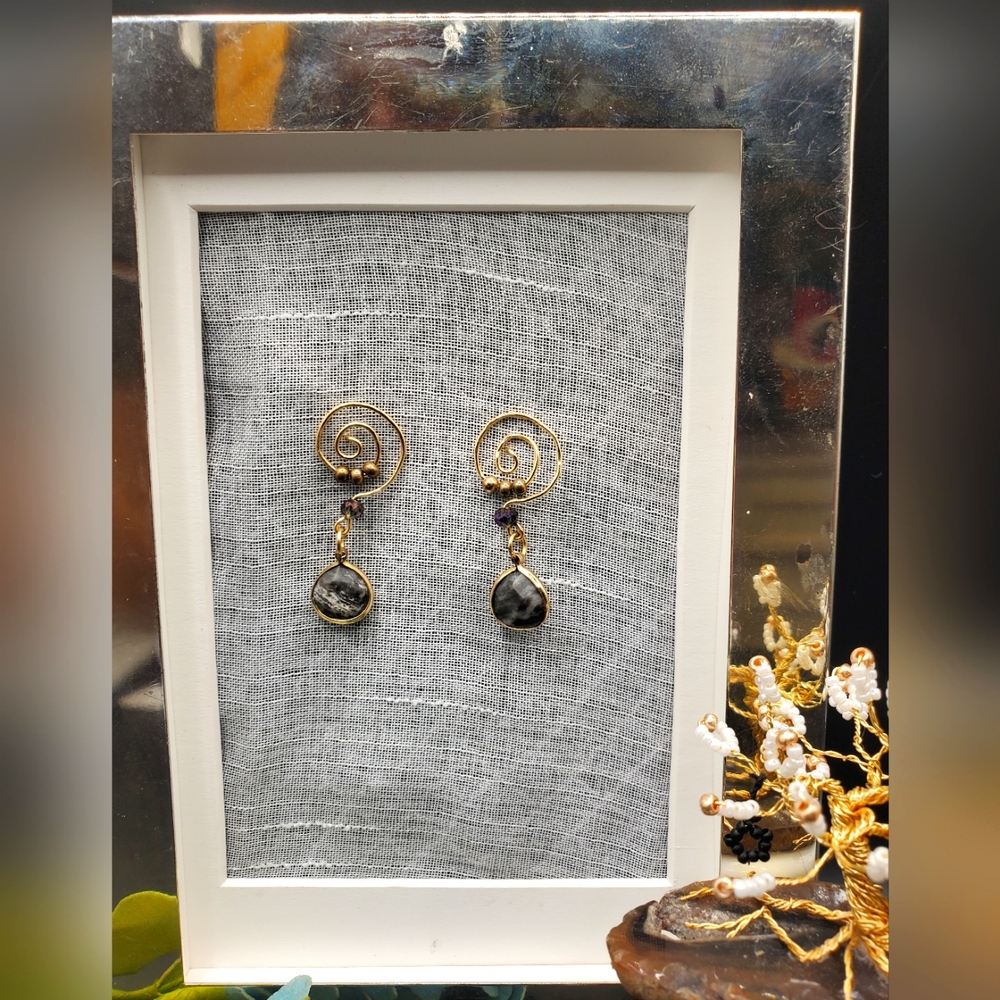 Chalcedony Swirl Drop dangling Earrings with straight post back
